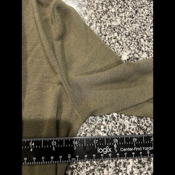 Decree Cardigan Sweater Women Medium Olive Green Knit Open Short Sleeve (A17) - Picture 2 of 5